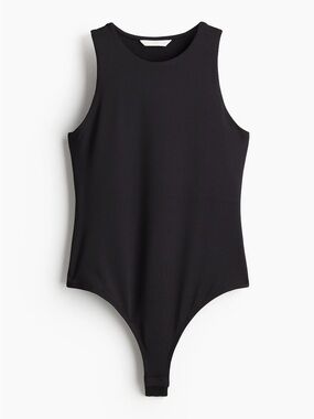 H&M Black Thong Jersey Bodysuit Size S NWOT